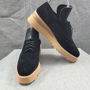 Silent D Tilear Black Suede Oxford Platform Lace-Up Shoes Women's SZ 41